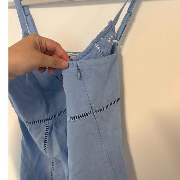 NWT Madewell Sweetheart Midi Dress in Linen-Cotton Blend In Light Blue Size 6 - Picture 9 of 11